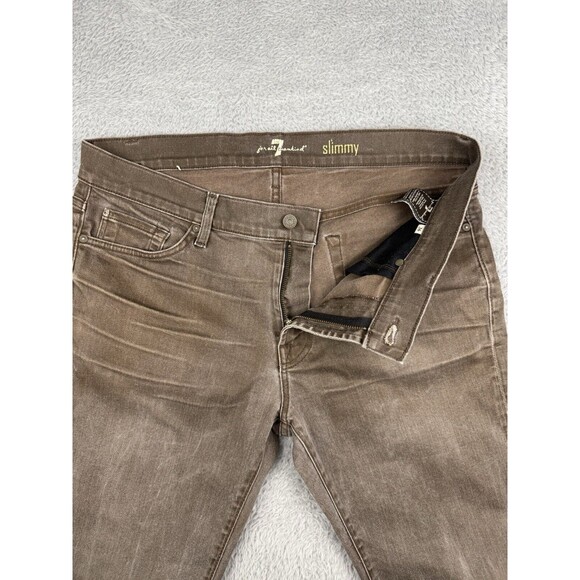 7 for all mankind SLIMMY Mens Brown Stone Washed Jeans 36/31 - Picture 3 of 9